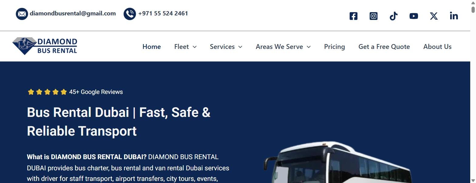 Diamond Bus Rental website